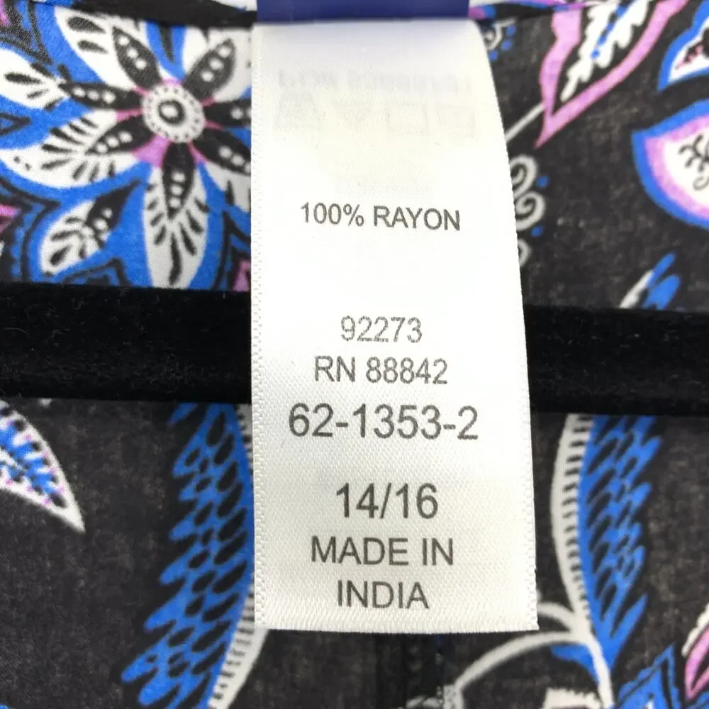 Swimsuits For All Women's Sz 14/16 Kimono Swim Coverup Floral Black *NO BELT